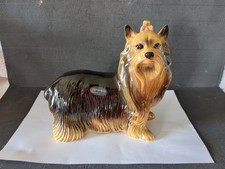 VINTAGE LARGE COOPERCRAFT CERAMIC YORKSHIRE TERRIER DOG FIGURINE + LABEL PERFECT