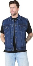Mens Sleeveless Denim Waistcoats Jeans Slim Fit Jacket Cowboy Biker Vest Top UK
