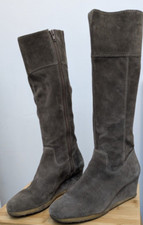 Clarks Originals boots, size 5, suede, wedge heel, grey/taupe? Made in Brazil