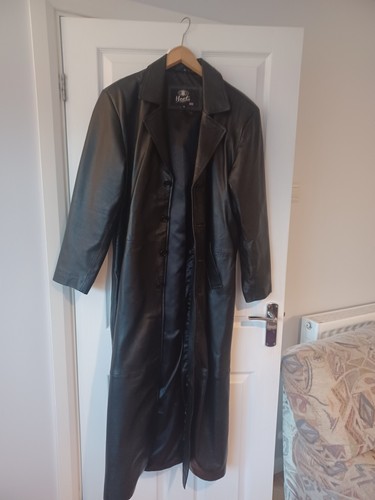 Black leather coat - black,