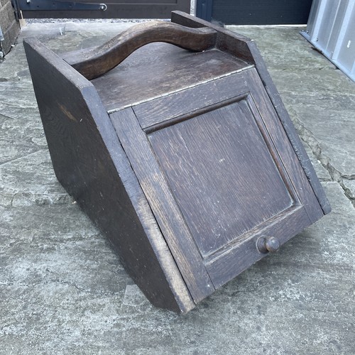 Brown wooden coal scuttle - wooden,