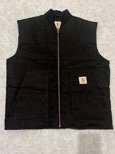Authentic reworked carhartt quilted gilet vest black medium M V01