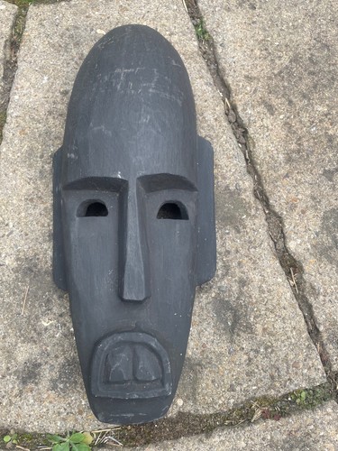 Indonesian wood carved face - carved,