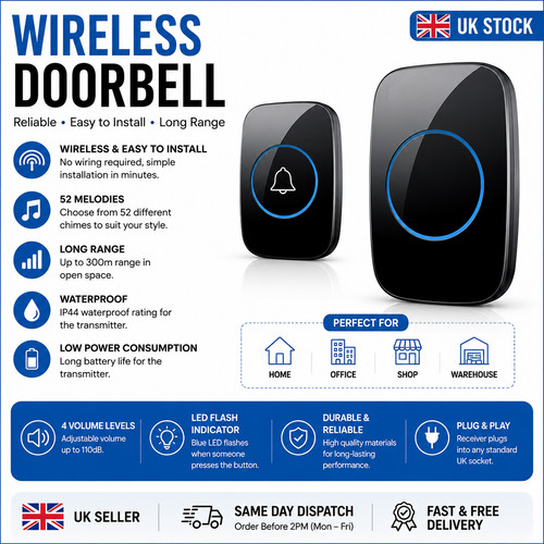 Wireless doorbell waterproof - doorbell,