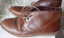 MENS BROWN  LEATHER CHUKKA DESSERT BOOTS BURTONS SIZE 9 EU 43