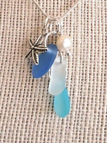 Coastal blues sea glass - blues,