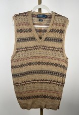 Ralph Lauren Men’s Linen+Silk Fair Isle Knit Vest Multicolour - Size Large