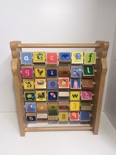 Wooden Teddy Bear Alphabet Abacus Colourful Learning Toy Educational 