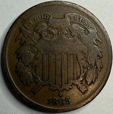1865 US 2 Cent Coin 2c Exact