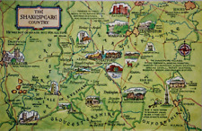 Postcard Comic Map The Shakespeare Country Warwickshire England  M F Peck Salmon