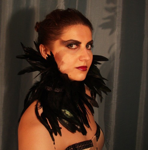 Black feather jacket - black,