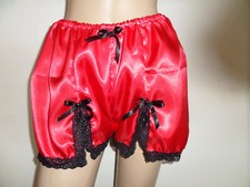 RED SATIN CAMI KNICKERS BLACK LACE TRIM 28-45" WAIST