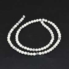 Howlite Natural White Gemstone Round Beads - 4mm (approx) - 1 Strand