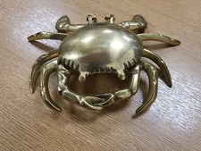 Vintage Brass Crab Ashtray or Trinket Box with A Hinged Lid 7" Wide.