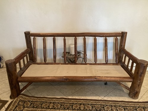Rustic log couch - couch-log, furniture