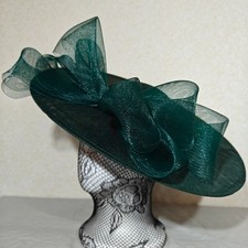 dark green large fascinator