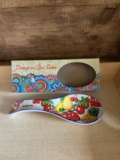 Spanish Spoon Rest With Fruit Pattern, Tea Bag Holder