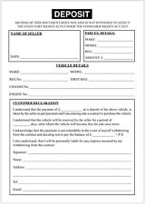 Car Sales Deposit Book Invoice