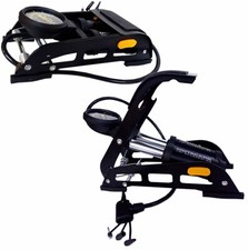 Foot Pump Heavy Duty Double Barrel Cylinder Car Van Bike Tyre Ball Air Inflator