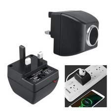 Mains Power to 12 Volt DC Vehicle Charger Adapter for Household Devices