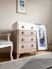 SOLD Harris Lebus four 4 Chest of drawers Unique Retro Modern paintwash Vintage