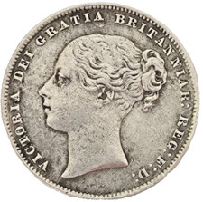 Great Britain 1867 Shilling Die No.27 Graffiti KM# 734.2 (CR917)