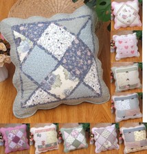 Shabby Embroidered Quilted Cotton Cushion Cover pillow case patch work pink Chic