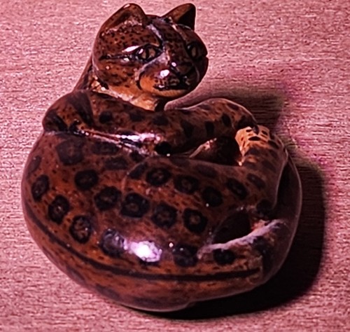 Hand carved tagua nut - nut, cat