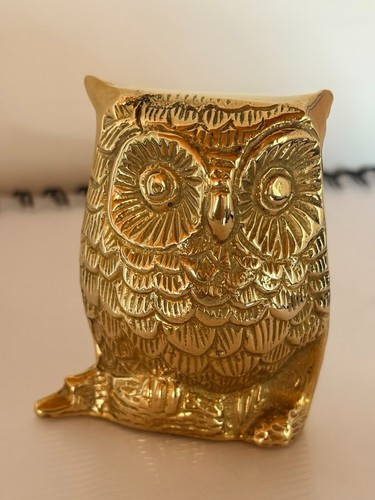 Vintage solid brass owl - vintage,