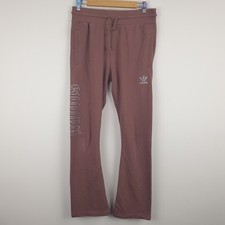 ADIDAS Joggers Womens UK 12 Brown Jogging Bottoms Rhinestone Flared Cotton Blend