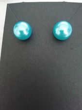 Pearl 12mm round stud earrings (for pierced ears) - lots of colours to choose