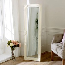 Tall slim cream wall mirror shabby vintage chic French ornate bedroom hallway