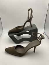 L.K. Bennett Ladies Dress Evening Shoes Brown Satin & Leather - UK Size 4 EU 37