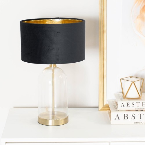 Gold glass table lamp - glass, velvet