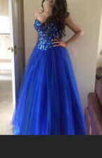 Peacock Blue Sequinned Corset Prom Dress