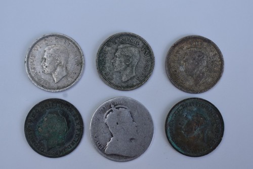 Silver coins british - 6, 3