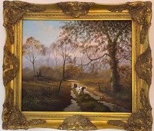 Large oil painting spaniel dog
