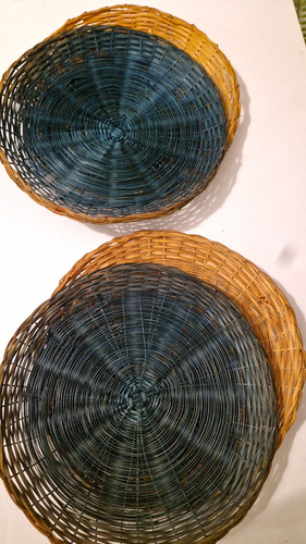 Set round woven wicker - 4,