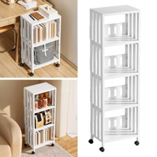 3/4/5 Tier Plastic Rolling Cart PP Storage Trolley with Wheel Shelving Organizer
