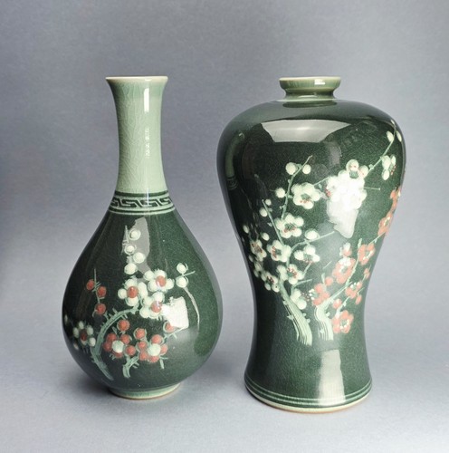 Korean celadon vase set - celadon,