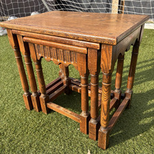 Vintage Nest of Tables Old Charm Style 3 Priory Oak Tudor Type tables.