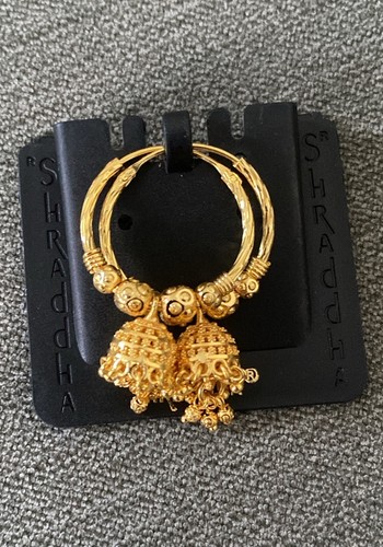 Gold plated jhumka style - gold, hoops
