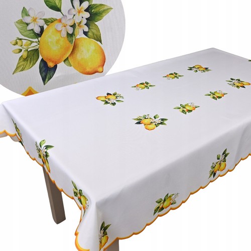 White lemon tablecloth - lemon,