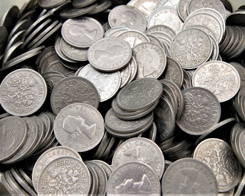 Clean british sixpences bulk - clean,