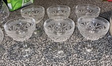 Set of 6 Crystal Champagne Coupe Glass.  Footed Bowl.  EAPG