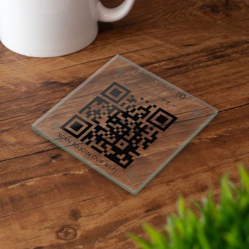 Custom code glass coaster - custom, qr