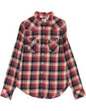 LEVI'S Womens Tailored Fit Flannel Shirt UK 10 Small Red Check Cotton DG24