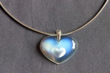 Lalique Opalescent Heart Pendant Hear in a Heart on a Lalique 925 Silver Choker