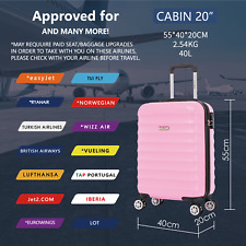 55x40x20 Ryanair Cabin Suitcase 4 Wheel HardShell Luggage Case Hand Carry On ABS