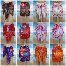 Butterfly Print Mini Sarong Chiffon Cover-Up Short Length Wrap One Size UK 8-14